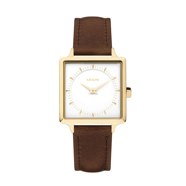 Montre Amalys Sixtine Gold/White Tobacco Brown AMW-014 - PRECIOVS