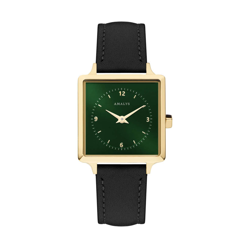 Montre Amalys Iris Gold/Sunray Green Black Suede AMW-019 - PRECIOVS