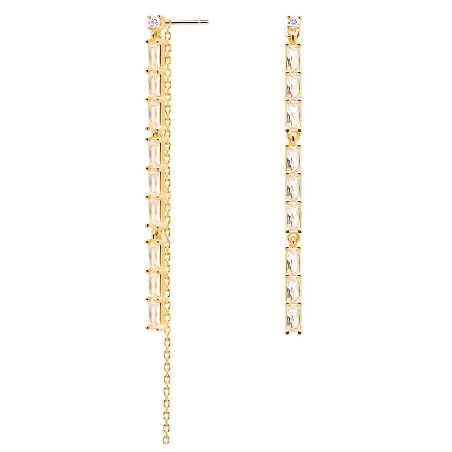 Boucles d'oreilles PDPaola Idris argent plaqué or et pierres précieuses - PRECIOVS