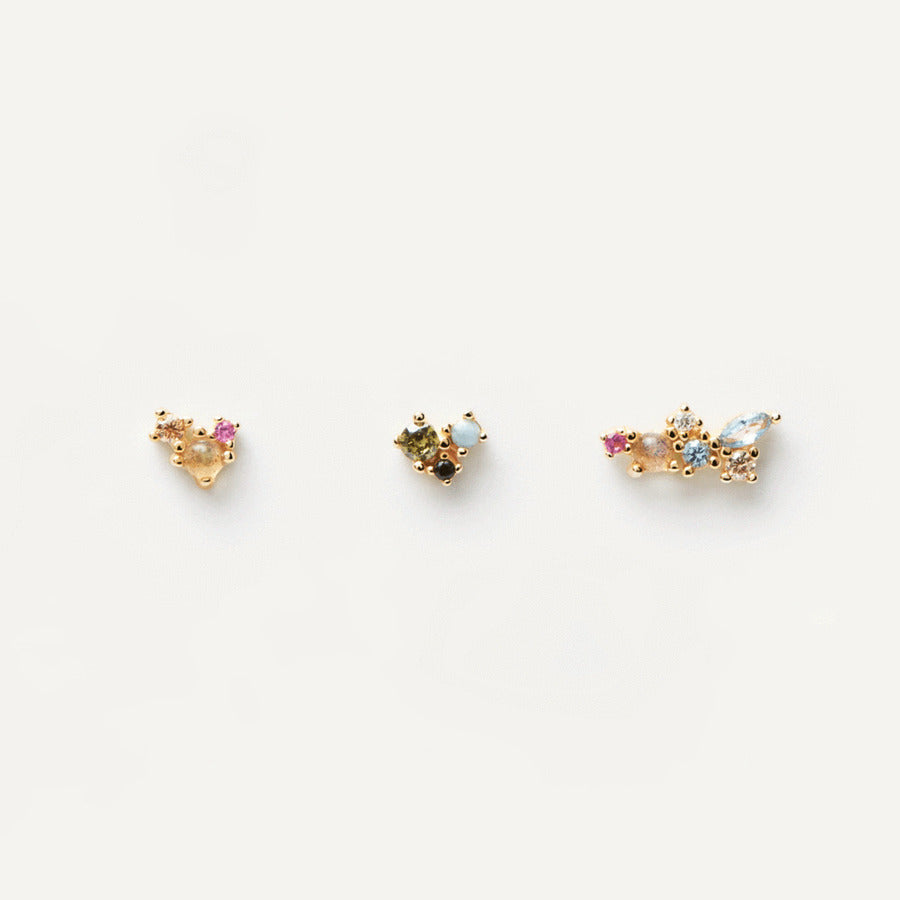 Boucles d'oreilles PDPaola La Palette argent plaqué or et pierres précieuses - PRECIOVS