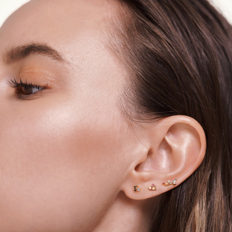 Boucles d'oreilles PDPaola La Palette argent plaqué or et pierres précieuses - PRECIOVS