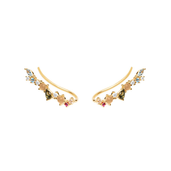Boucles d'oreilles PDPaola Euphoria argent plaqué or et pierres précieuses - PRECIOVS