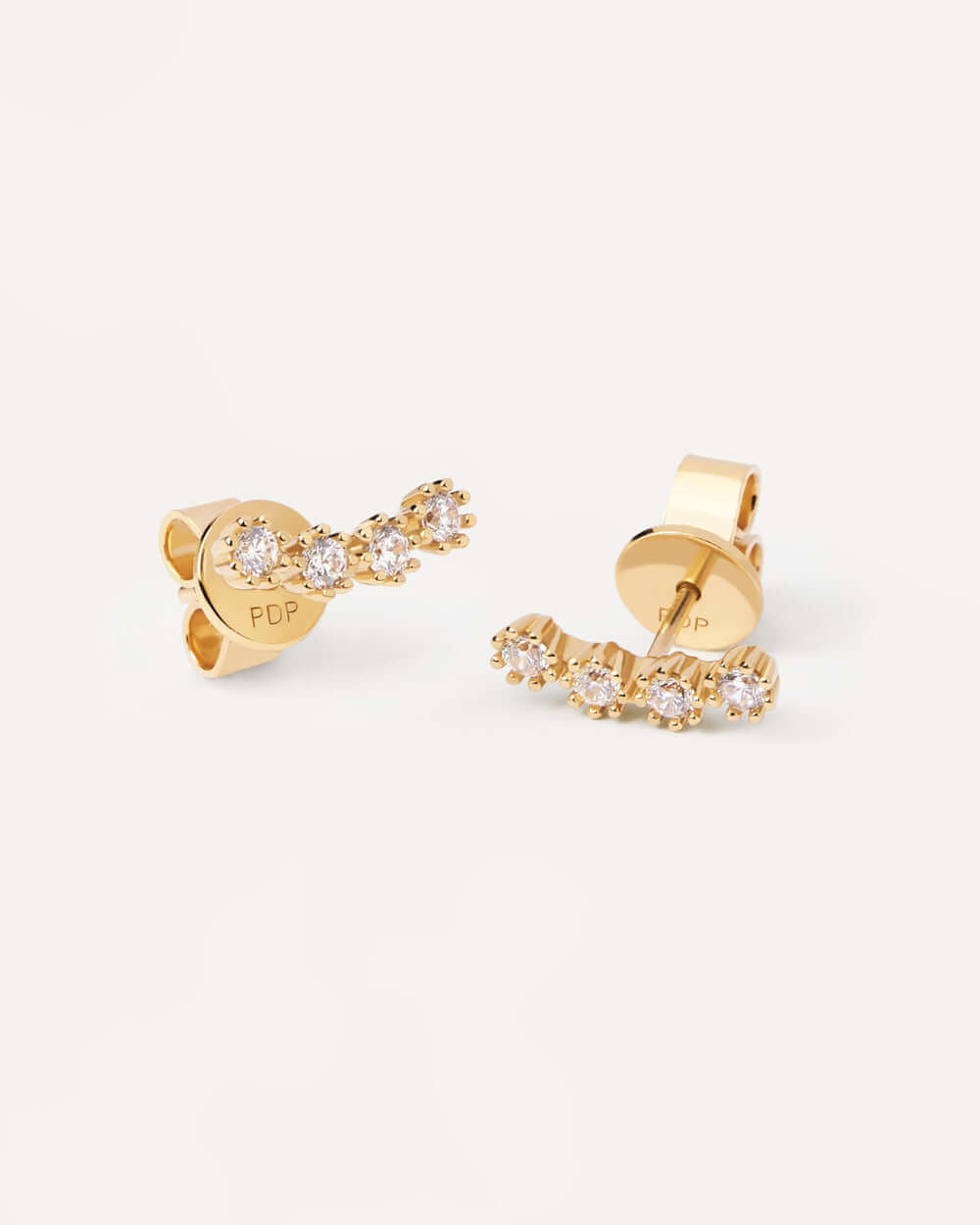 Boucles d'oreilles PDPaola White Tide argent plaqué or et pierres précieuses - PRECIOVS