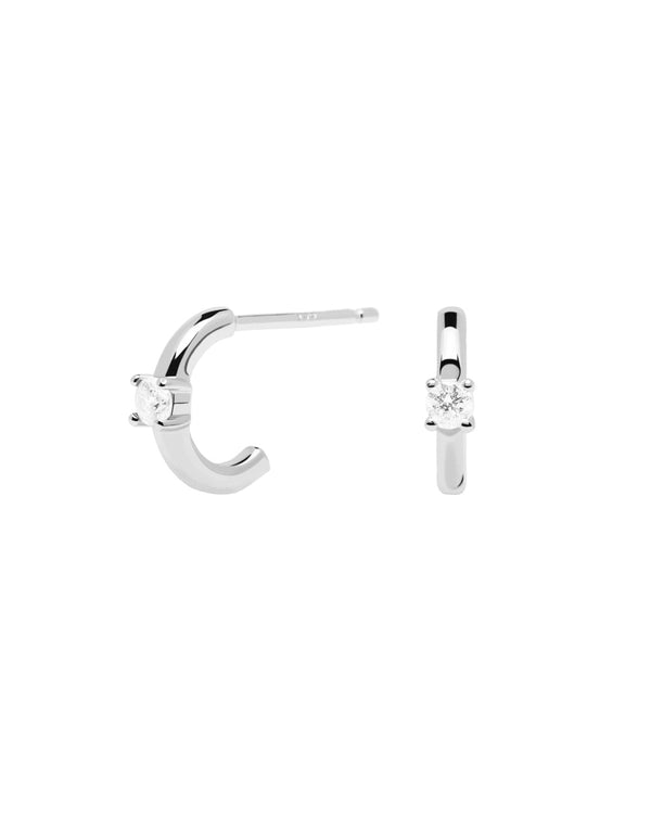 Boucles d'oreilles PDPaola White Solitary argent et pierres précieuses - PRECIOVS