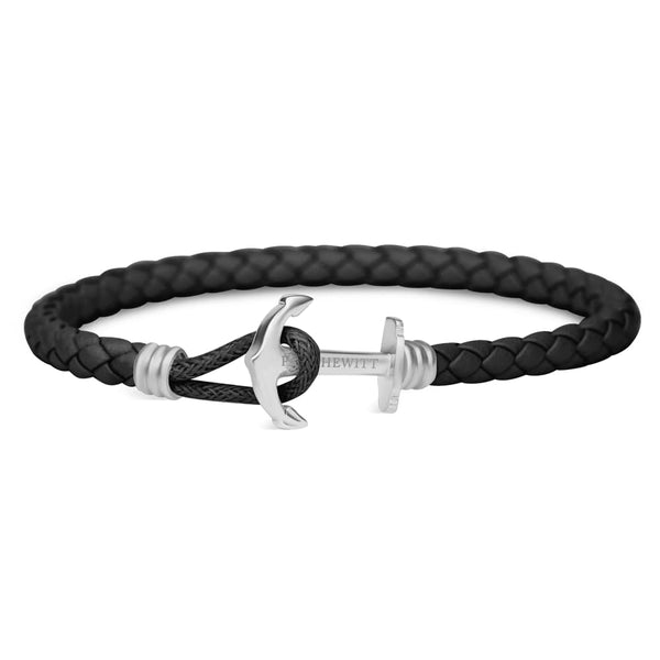 Bracelet Paul Hewitt Ancre PHREP Lite Acier Inoxydable Cuir Noir - PRECIOVS