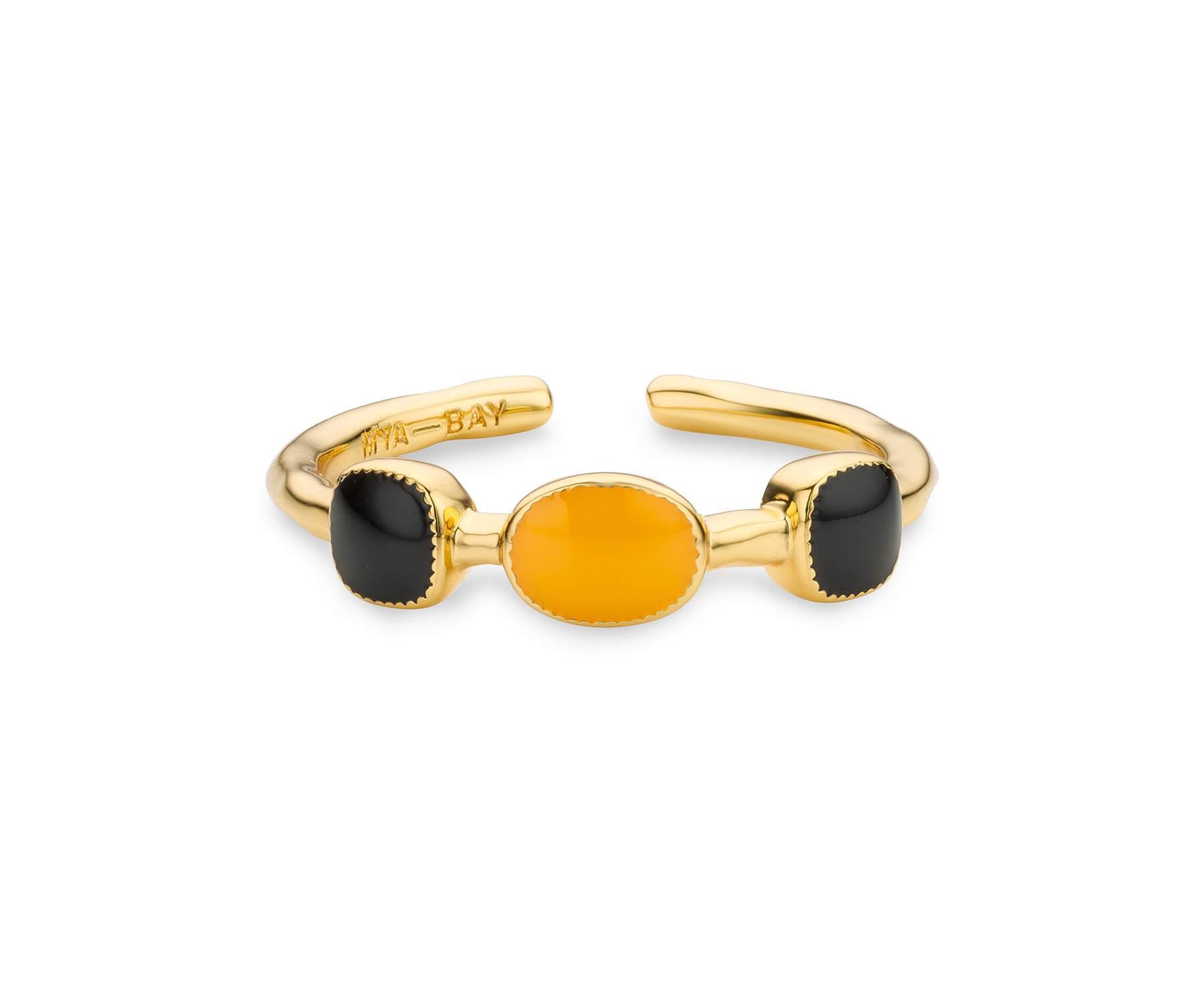 Bague MYA BAY Zanzibar - Noir, moutarde, noir BA-112.G - PRECIOVS