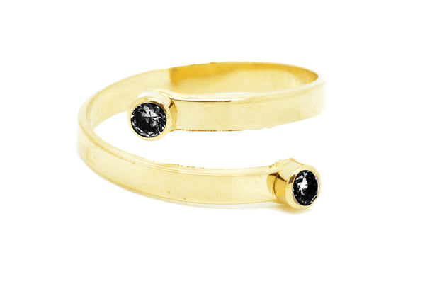 Bague ajustable MYA BAY Bague serpent, 2 pierres noires BA-39.G - PRECIOVS