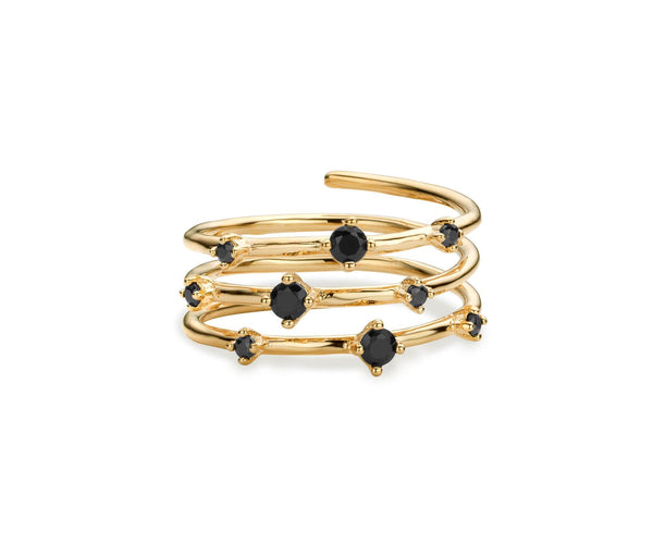 Bague MYA BAY Hoops - Pierres noires BA-67.G - PRECIOVS