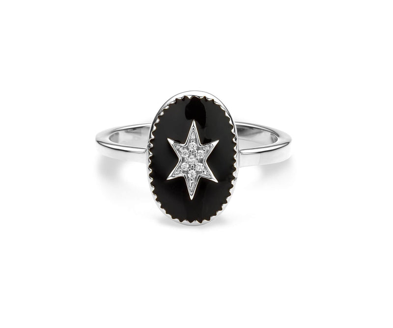 Bague MYA BAY Étoile du nord , émaillée noir BA-70.S - PRECIOVS