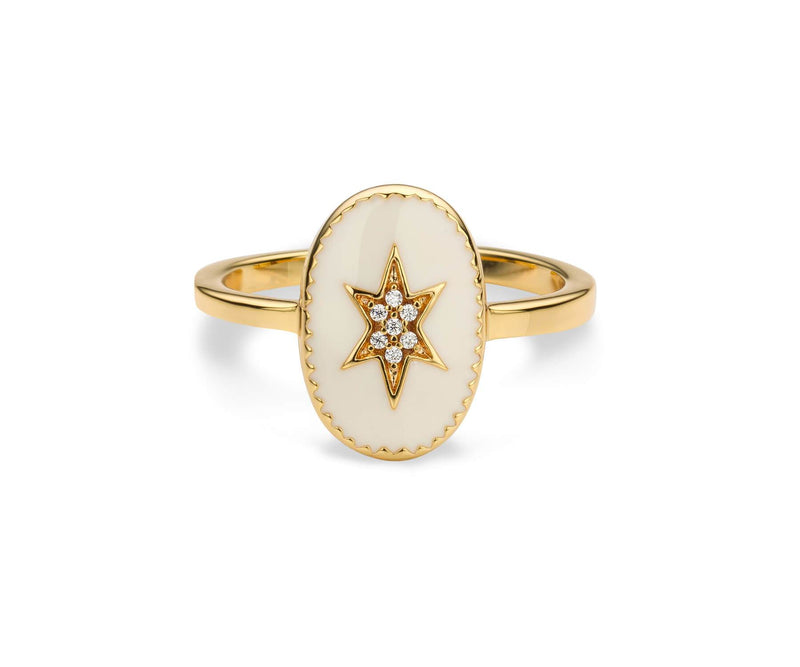 Bague MYA BAY Étoile du nord , émaillée ivoire BA-71.G - PRECIOVS