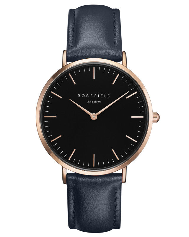 Montre Rosefield The BOWERY Black Blue Rose Gold BBBUR-B18 - PRECIOVS