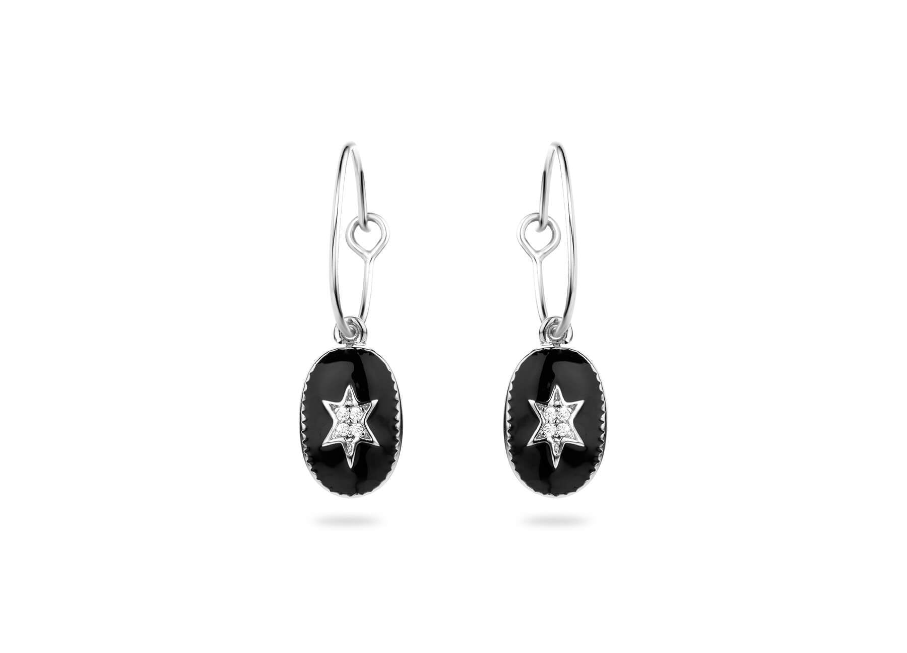 Boucles d'oreilles MYA BAY Étoile du nord , émaillée noir BO-24.S - PRECIOVS