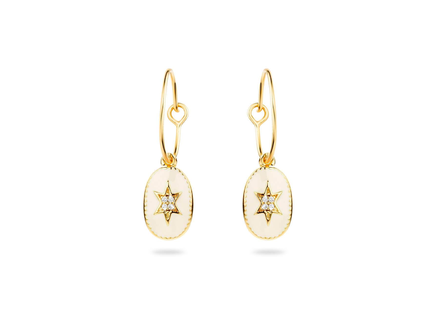 Boucles d'oreilles MYA BAY Étoile du nord , émaillée ivoire BO-25.G - PRECIOVS