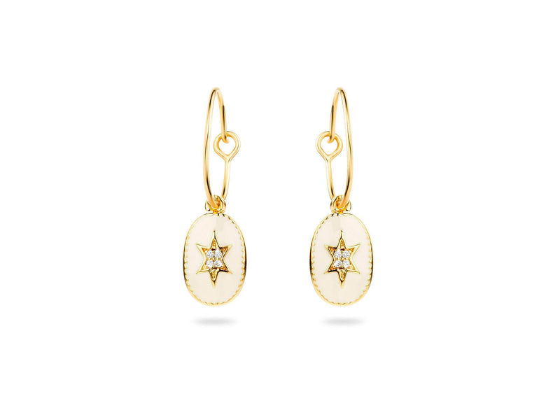 Boucles d'oreilles MYA BAY Étoile du nord , émaillée ivoire BO-25.G - PRECIOVS