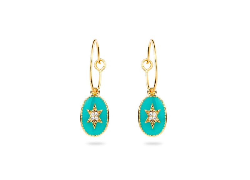 Boucles d'oreilles MYA BAY Étoile du nord , émaillée turquoise BO-26.G - PRECIOVS