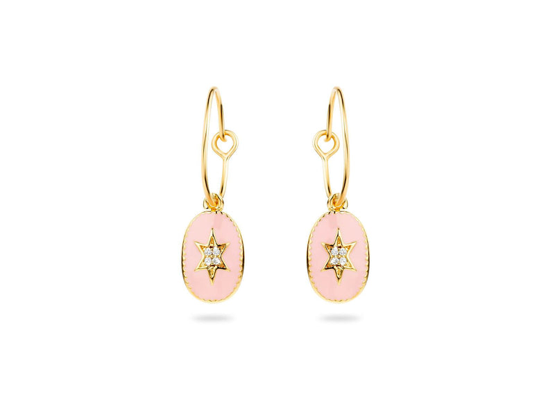 Boucles d'oreilles MYA BAY Étoile du nord , émaillée rose BO-27.G - PRECIOVS