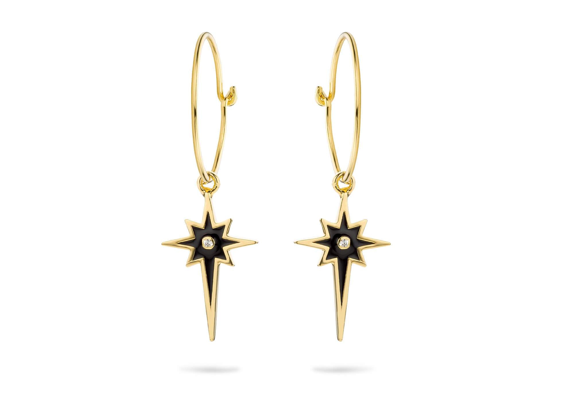 Boucles d'oreilles MYA BAY Comète - Email noir BO-31.G - PRECIOVS
