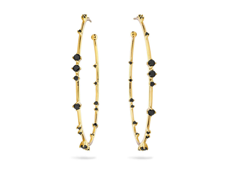 Boucles d'oreilles MYA BAY Hoops - Pierres noires BO-32.G - PRECIOVS