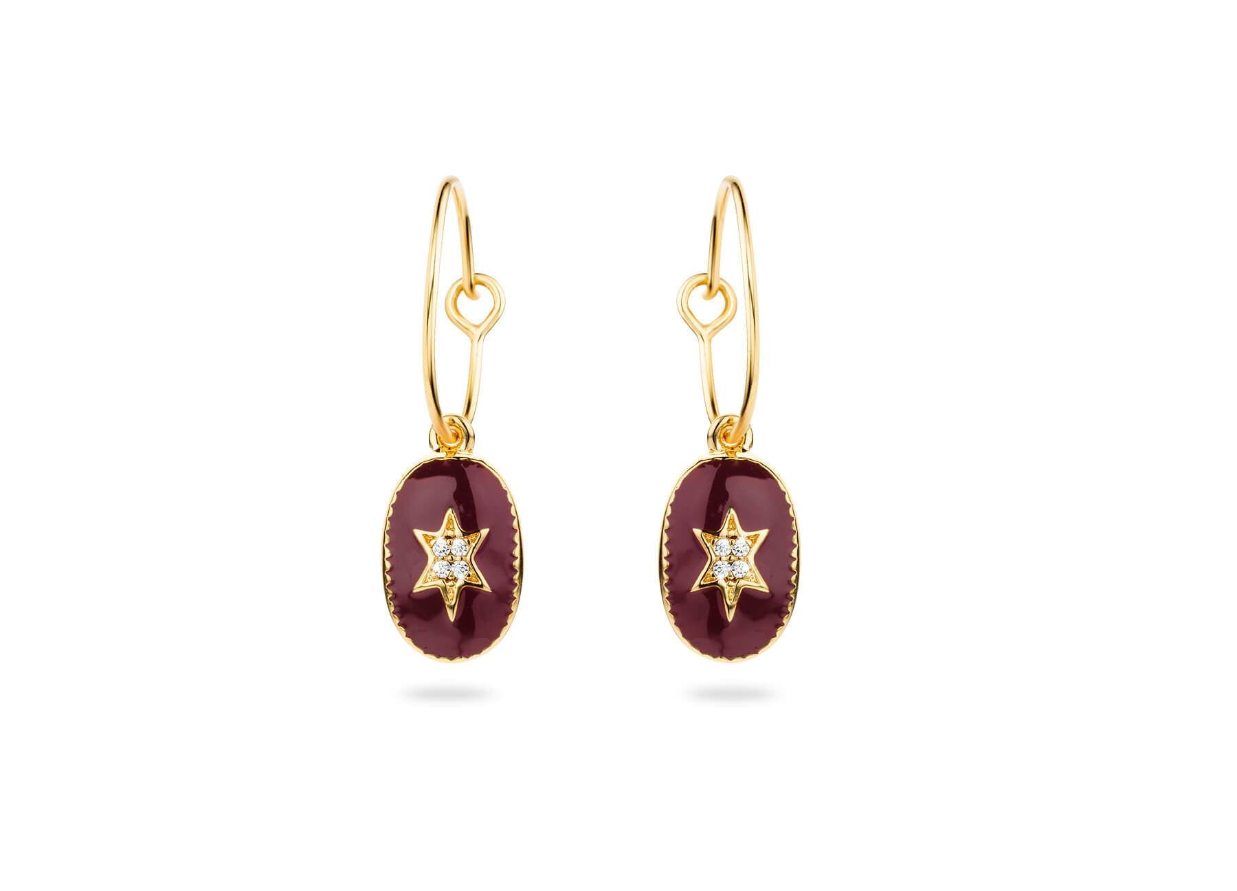 Boucles d'oreilles MYA BAY Etoile du nord - Emaillée bordeaux BO-36.G - PRECIOVS