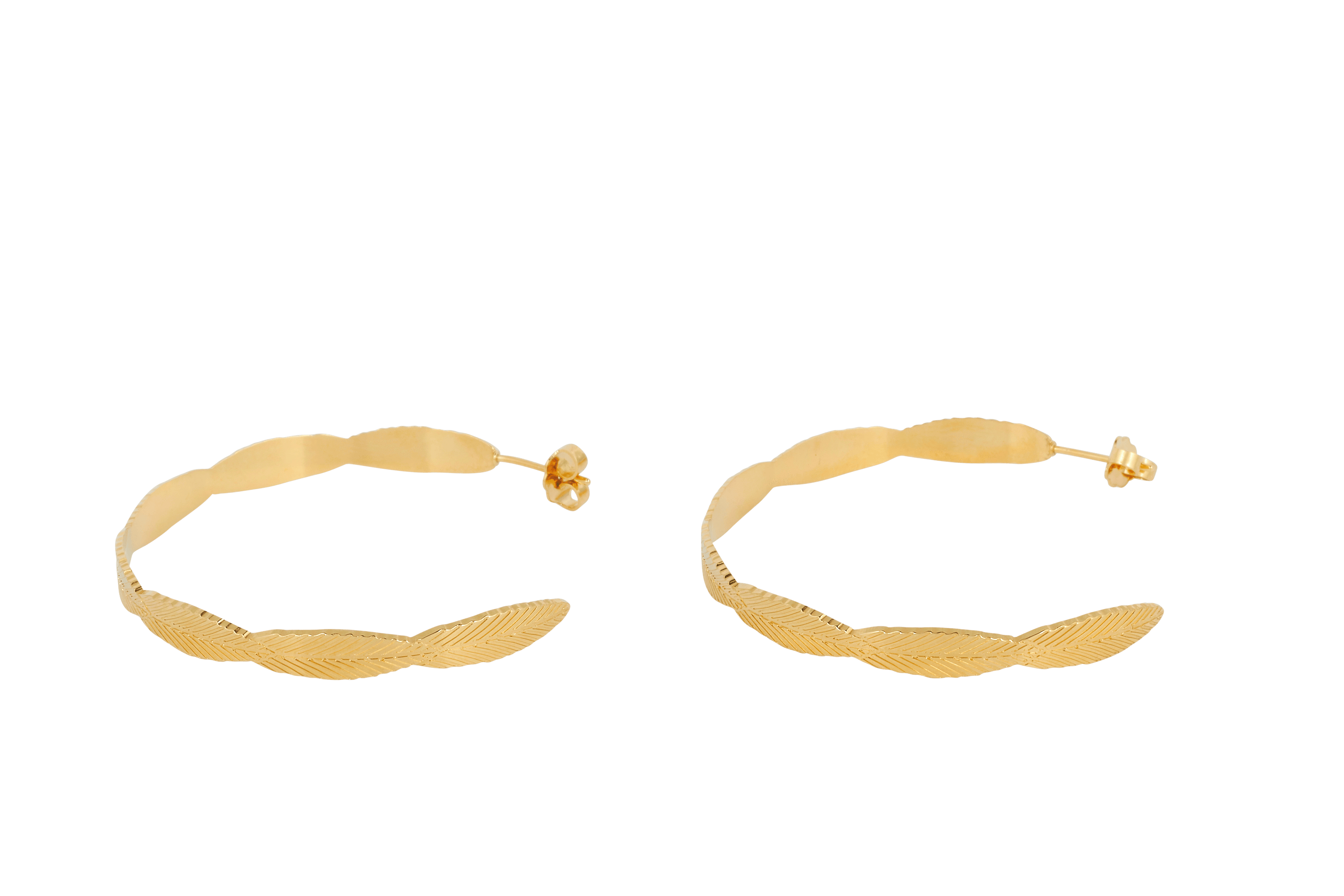 Boucles d'oreilles MYA BAY Grandes Créoles feuilles BO-FE-02.G - PRECIOVS