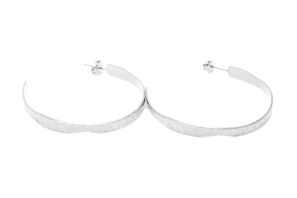 Boucles d'oreilles MYA BAY Grandes Créoles, texture python  BOC-01 S - PRECIOVS