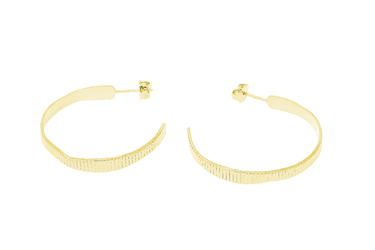 Boucles d'oreilles MYA BAY Moyennes créoles, texture strie BOC-05.G - PRECIOVS