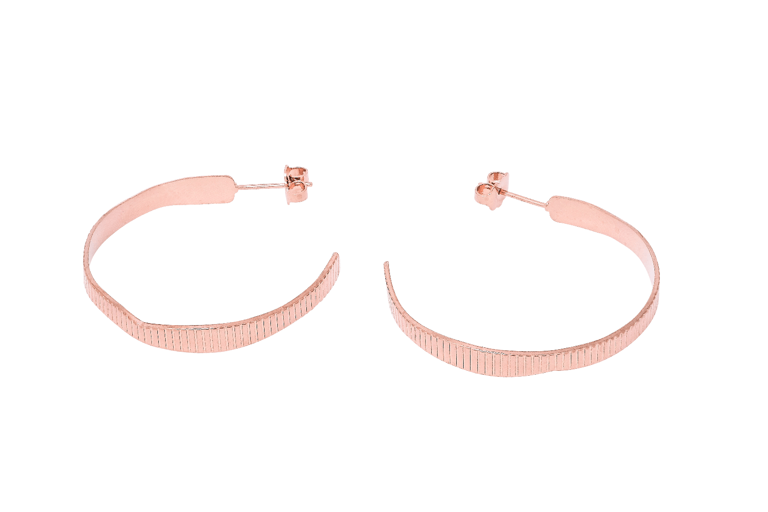Boucles d'oreilles MYA BAY Moyennes créoles, texture strie BOC-05.P - PRECIOVS