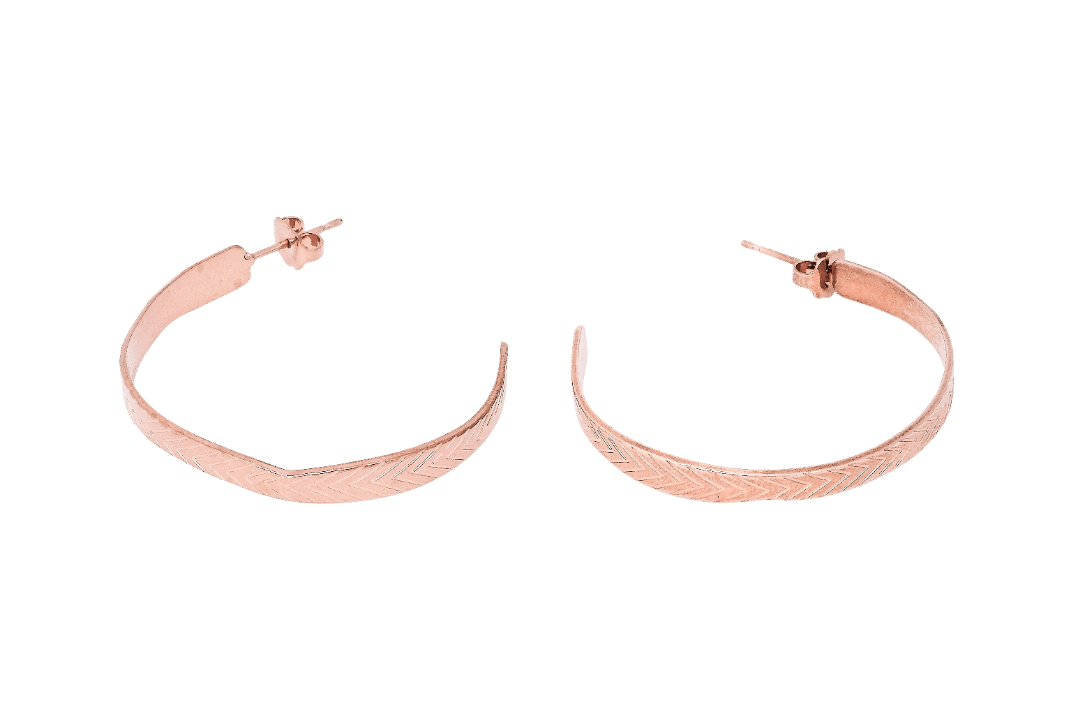 Boucles d'oreilles MYA BAY Moyennes créoles, texture feuille BOC-06.P - PRECIOVS