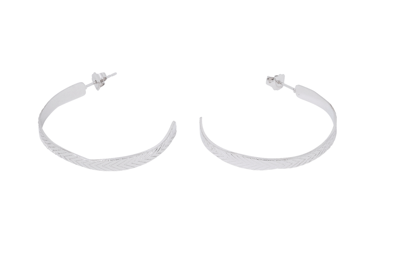 Boucles d'oreilles MYA BAY Moyennes créoles, texture feuille BOC-06.S - PRECIOVS