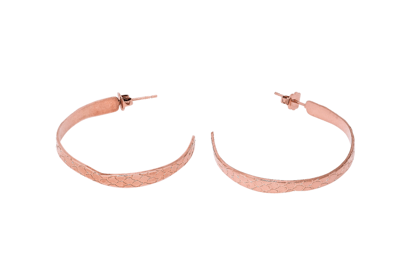 Boucles d'oreilles MYA BAY Moyennes créoles, texture python BOC-07.P - PRECIOVS