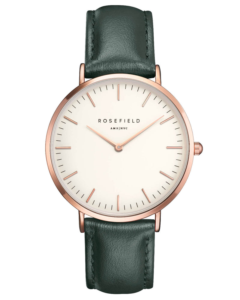 Montre Rosefield The BOWERY White Green Rose Gold BWGER-B16 - PRECIOVS