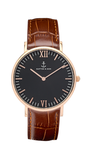 Montre Kapten & Son Black Brown Croco Leather - PRECIOVS