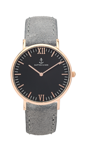 Montre Kapten & Son Black Grey Vintage Leather - PRECIOVS