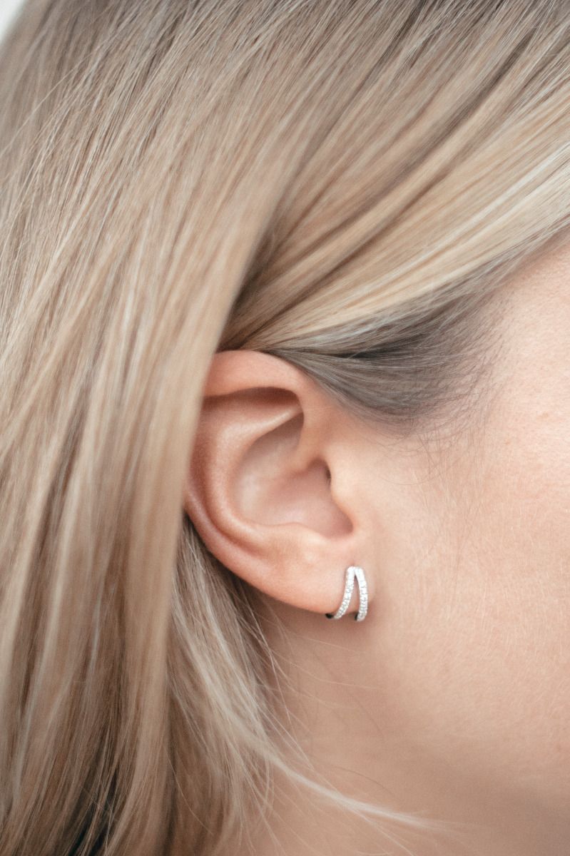 Boucles d'oreilles I.Ma.Gi.N Jewels Bo ring duo white Argent - PRECIOVS