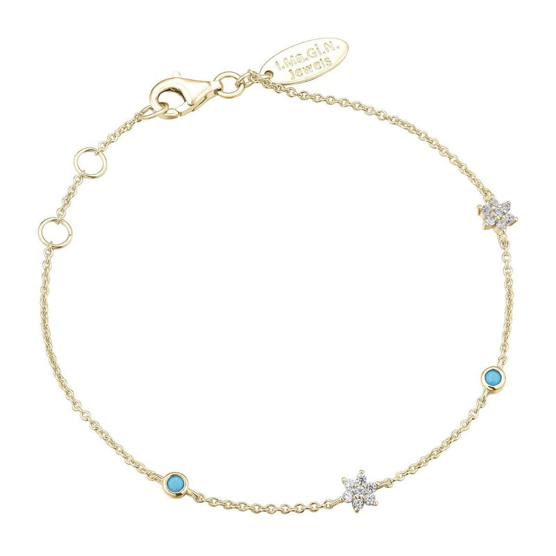 Bracelet I.Ma.Gi.N Jewels Br flower turquoise Or Jaune - PRECIOVS