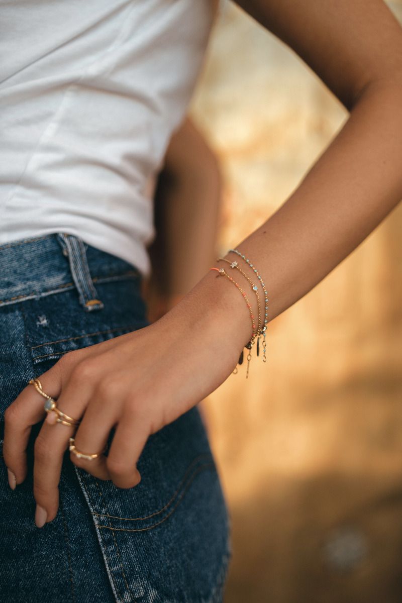 Bracelet I.Ma.Gi.N Jewels Br flower turquoise Or Jaune - PRECIOVS