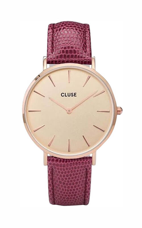 Montre CLUSE La Bohème Boho Chic Rose Champagne/Cerise Lizard CL18040 - PRECIOVS