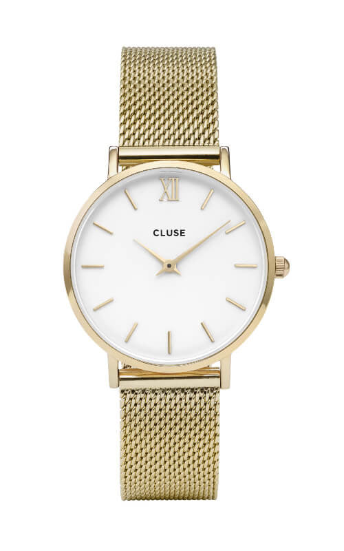 Montre Cluse Minuit Mesh Gold/White CL30010 - PRECIOVS