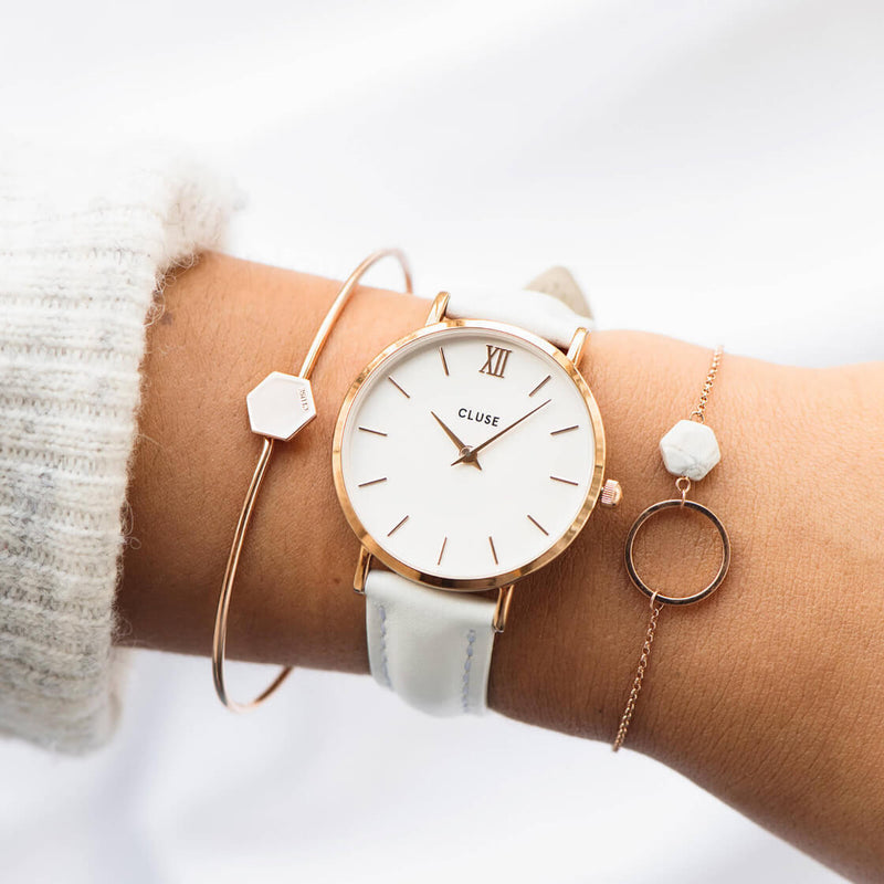 Montre Minuit Rose Gold White/White CL30056 - PRECIOVS