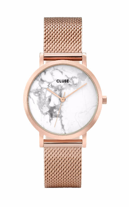 Montre CLUSE La Roche Petite Mesh Rose Gold White Marble CL40107 - PRECIOVS