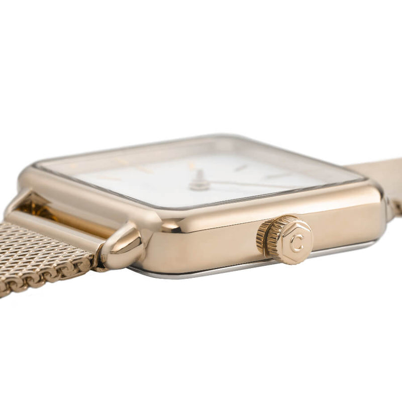 Montre CLUSE La Tétragone Gold Mesh/White CL60002 - PRECIOVS