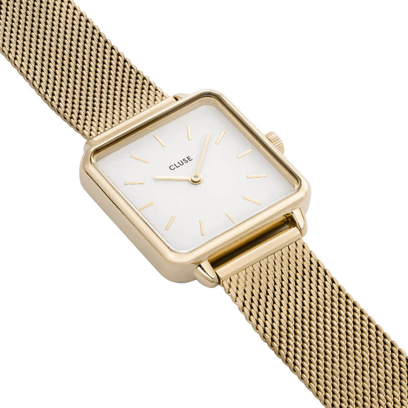 Montre CLUSE La Tétragone Gold Mesh/White CL60002 - PRECIOVS