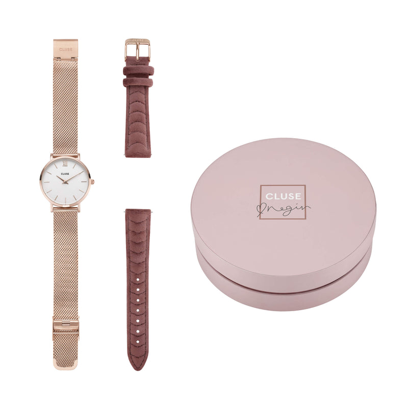 Coffret CLUSE X Negin Minuit Rose Gold Mesh Pink Velvet PRECIOVS