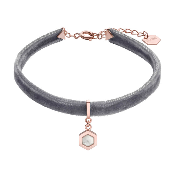 Bracelet CLUSE Amourette Rose Gold Grey Velvet and Marble Pendant CLJ13001 - PRECIOVS
