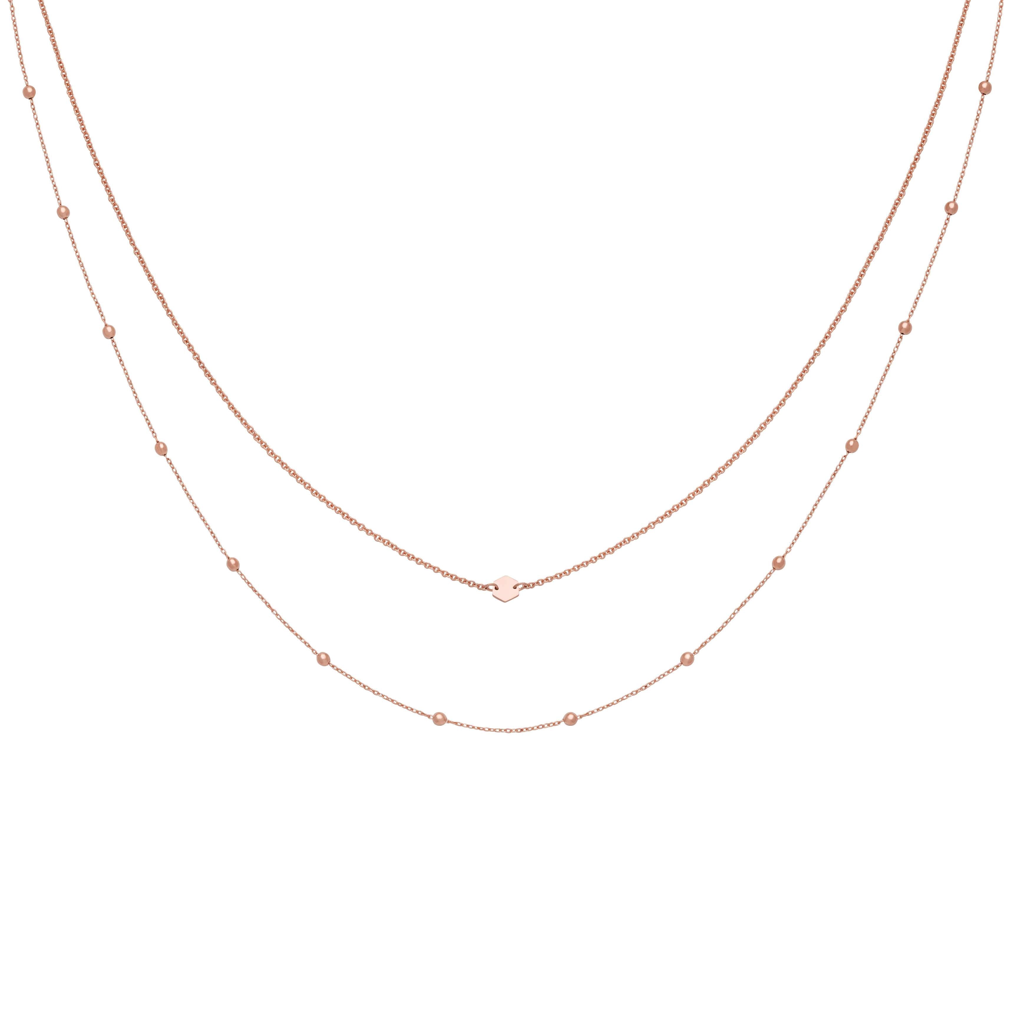 Ensemble de colliers CLUSE Rose Gold Double Chain Petite Hexagon CLJ20004 - PRECIOVS