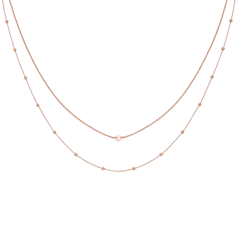 Ensemble de colliers CLUSE Rose Gold Double Chain Petite Hexagon CLJ20004 - PRECIOVS