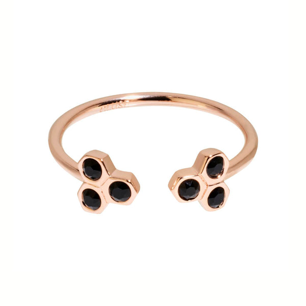 Bague CLUSE Essentielle Rose Gold Black Crystal Hexagons CLJ40008 - PRECIOVS