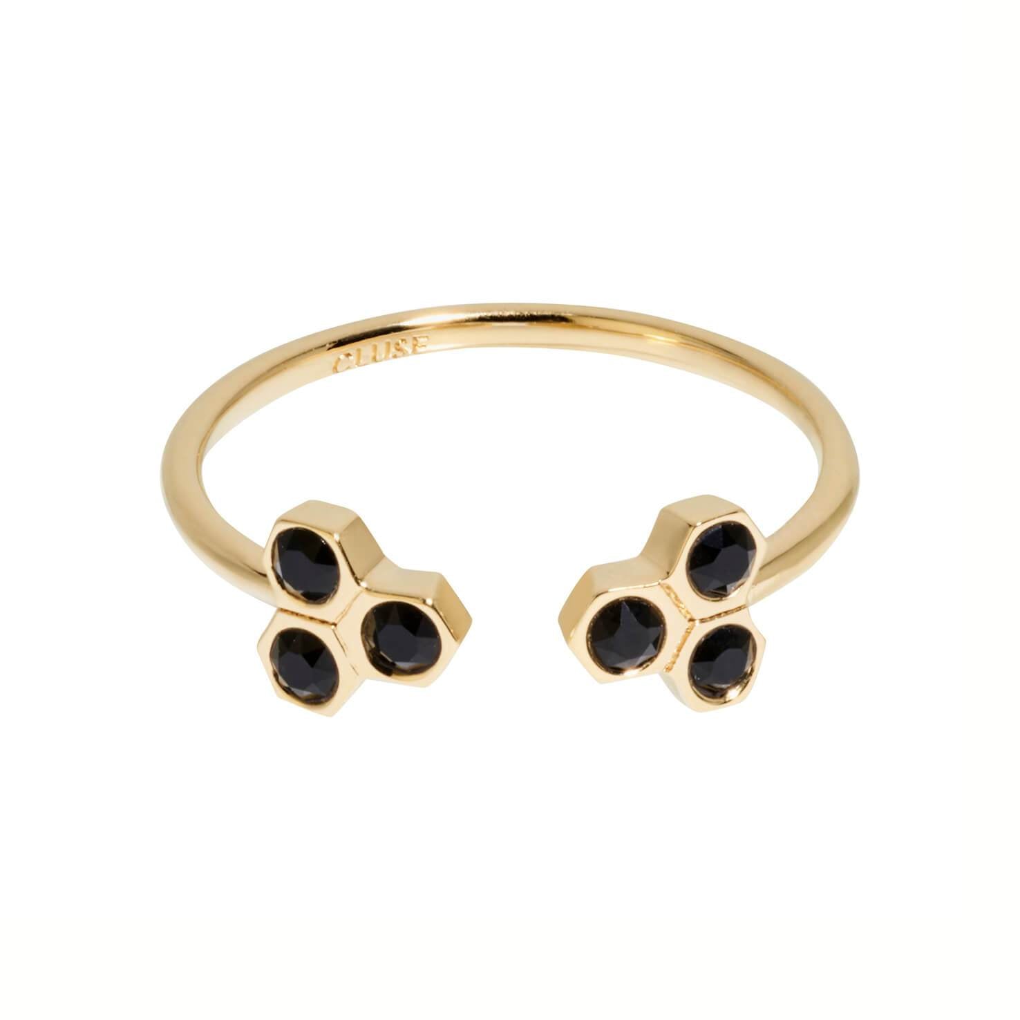 Bague CLUSE Essentielle Gold Black Crystal Hexagons CLJ41008 - PRECIOVS
