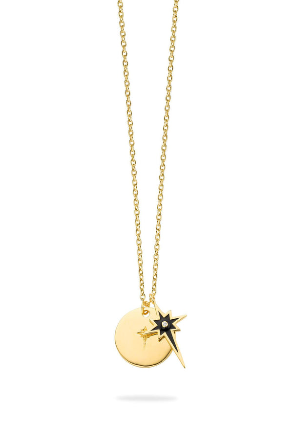 Collier MYA BAY Double comète - Email noir CO-23.G - PRECIOVS