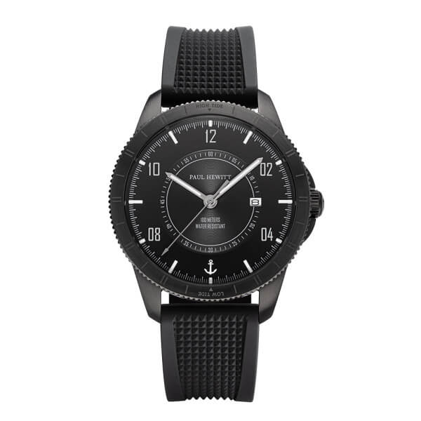 Montre Paul Hewitt Tide Runner Pure Black Gun Metal Rubber Schwarz - PRECIOVS